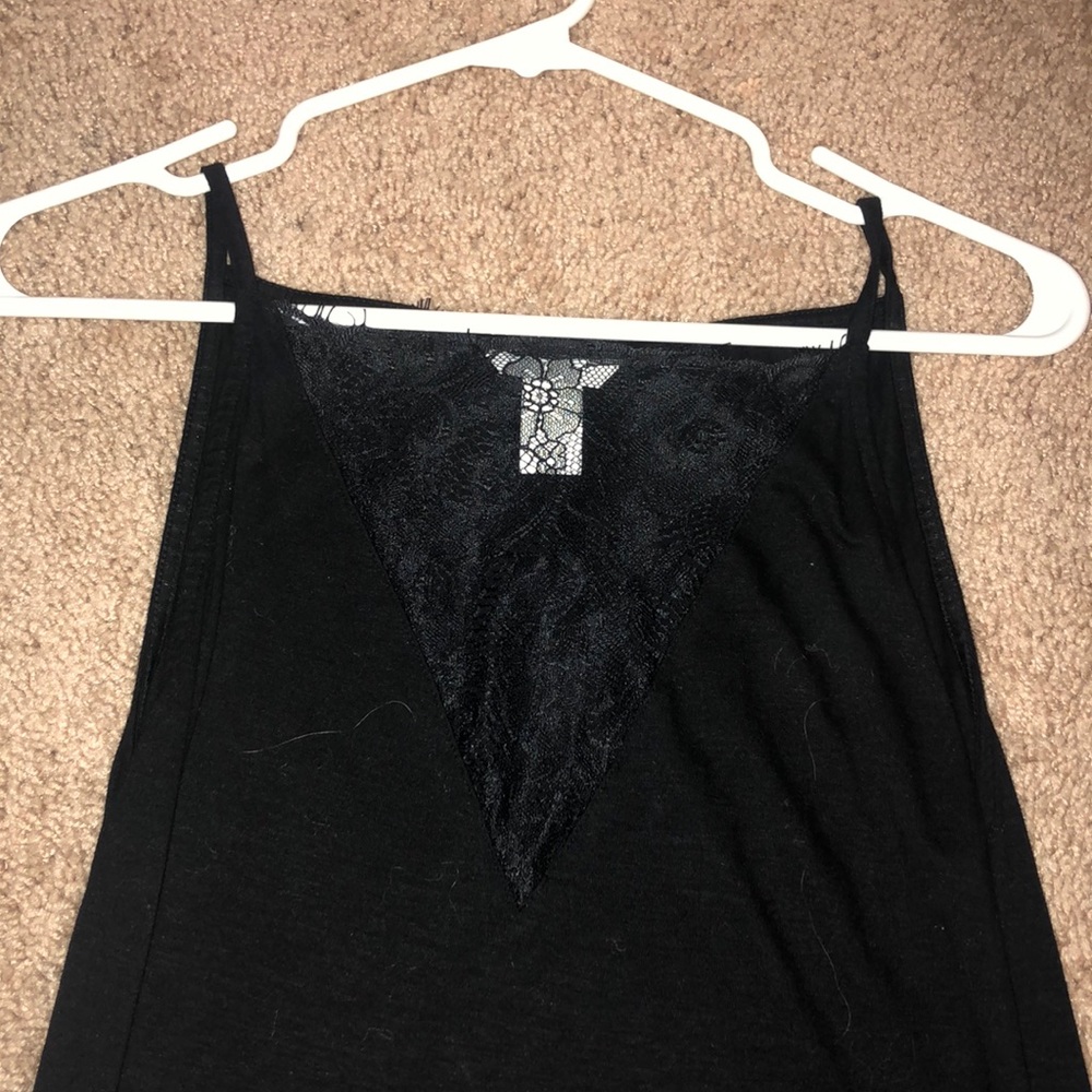 Black lace cut out tank top